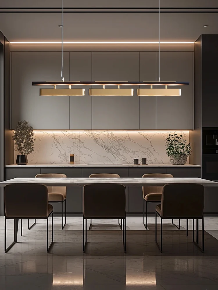 

Dining Room Decoration Long Pendant Lamp Brushed Gold Stainless Steel Italian Designer Long Pendant Light over Table Bar Decor