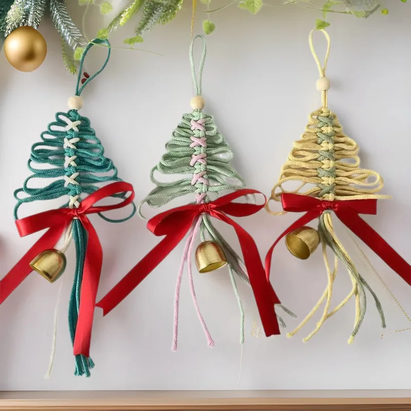 

Asexual Bag Pendant High Quality Handmade Woven Christmas Tree Bell Kawaii Cute Funny Party Christmas Decoration Bag Accessories