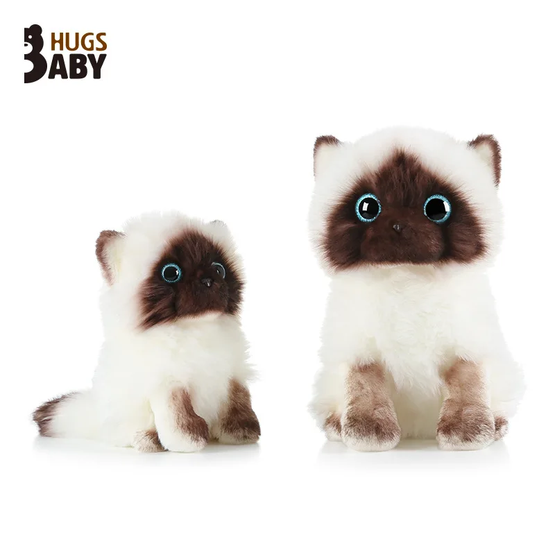 Hugs Baby Genuine Plush Doll Simulation Plush Cute Animal Cat 20/26cm Soft Kawaii Plushie Siamese Cat Kids Birthday Gift Toy