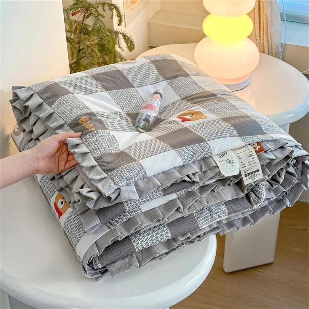 Korean Style Summer Thin Quilt Comforter Soft Air Conditioning Four-season Quilt Blanket Bed Duvet Single Breathable Bed Quilt