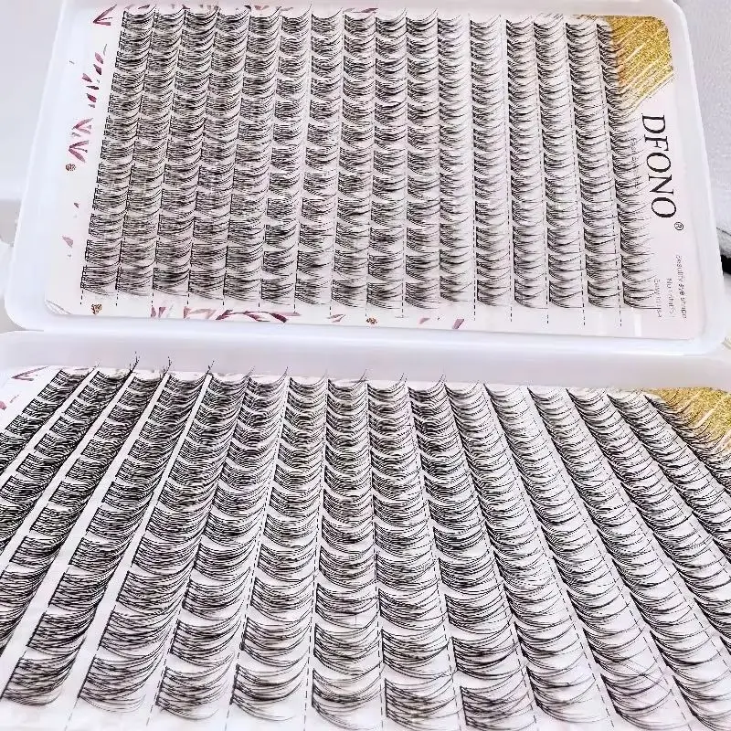 384 Soft Light Fishtail Single Cluster Eyelashes D Curl Reusable 10-12mm for Daily Makeup Everyday Eyelash Extension