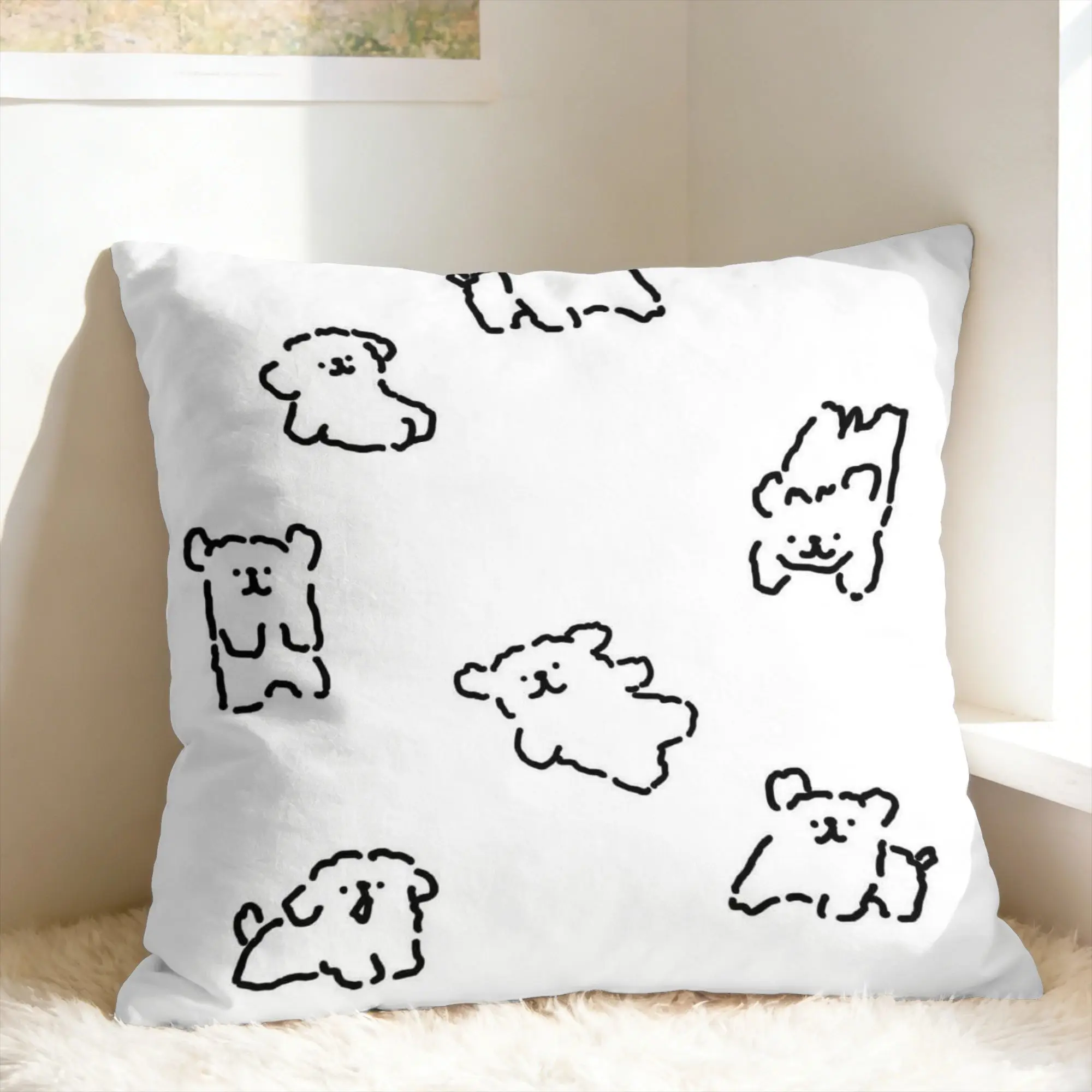 Cartoon Maltese Pillow Cover Line Dog Puppy Vintage Pillow Case For Wedding Party Home Decor Soft Cushion Cover Birthday Gift