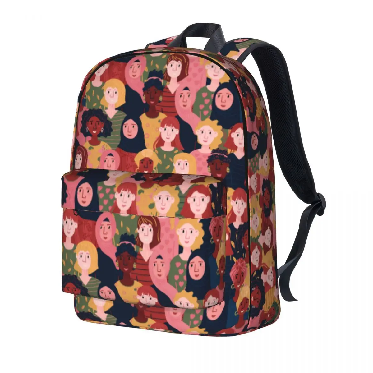 

Feminism Pattern Backpack Multinational Faces Aesthetic Backpacks Student Travel Big High School Bags Back To School Rucksack