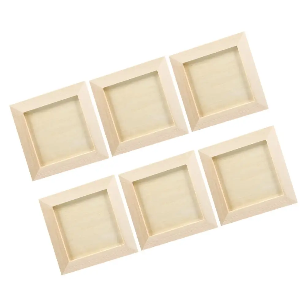 

6 Pcs Clay Picture Frame 10x10CM Children Artwork Display Unfinished Wood Photo Wall Frames Craft Kits Kids Room Decor Safe