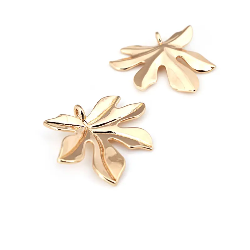 18K Gold Color Brass Tree Leaf Leaves Charms Pendants Jewelry Necklaces Earrings Bracelets Making Supplies Findings Accessories