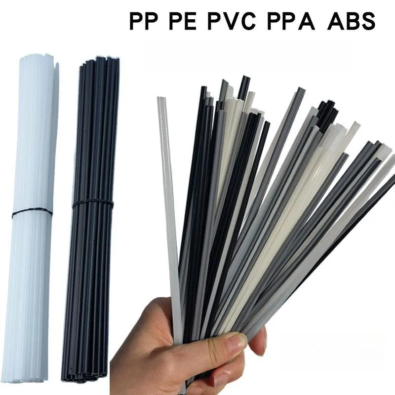 30 Uds. Varillas de soldadura de 20cm, palos de soldadura de PP/ABS/PVC/PE blanco y negro, pistola soldadora de plástico, suministros de soldadura para reparación de parachoques de coche, 5x2,5mm