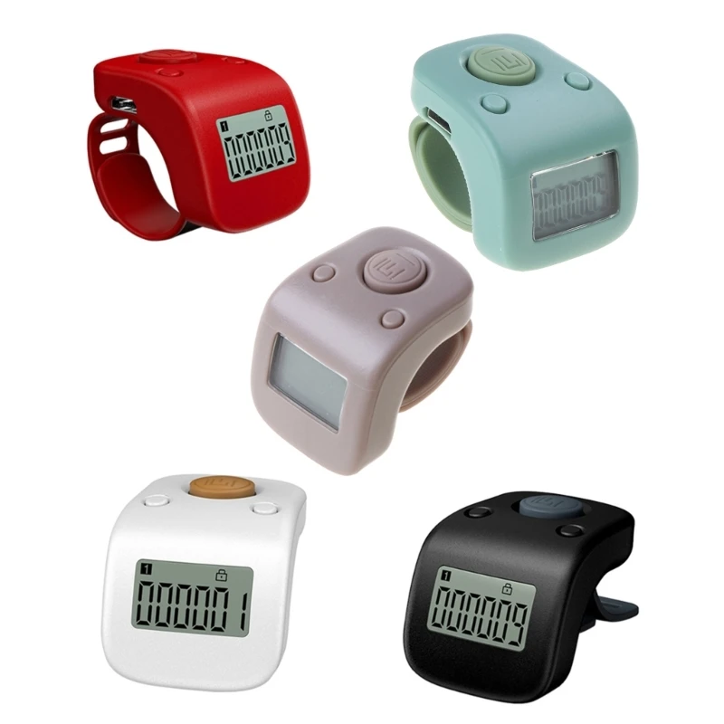 Portable Digital LCD Finger Ring Tally Counter Multi-color 6 Channel Counting 6 Digit Bead Prayer Counter Clicker