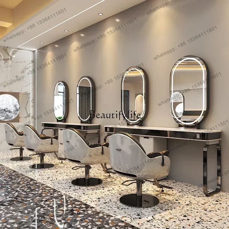 jj4 Stainless Steel Single-Sided Double-Sided Marble Hot Dyeing Hair Cutting Mirror