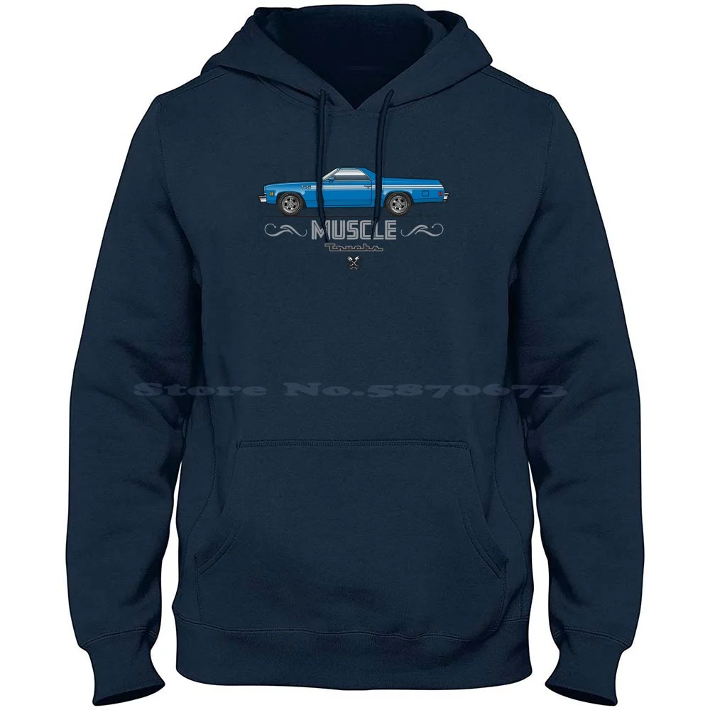 73-77 Blue Elco 100% Cotton Hoodie 1973 1974 1975 1976 1977 350 454 El Camino Drag Racing American Muscle Car