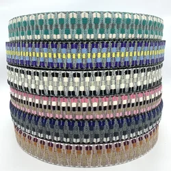 81Colors 38MM  Wide V Letter Jacquard Polyester Cotton Webbing  Strap For Bag