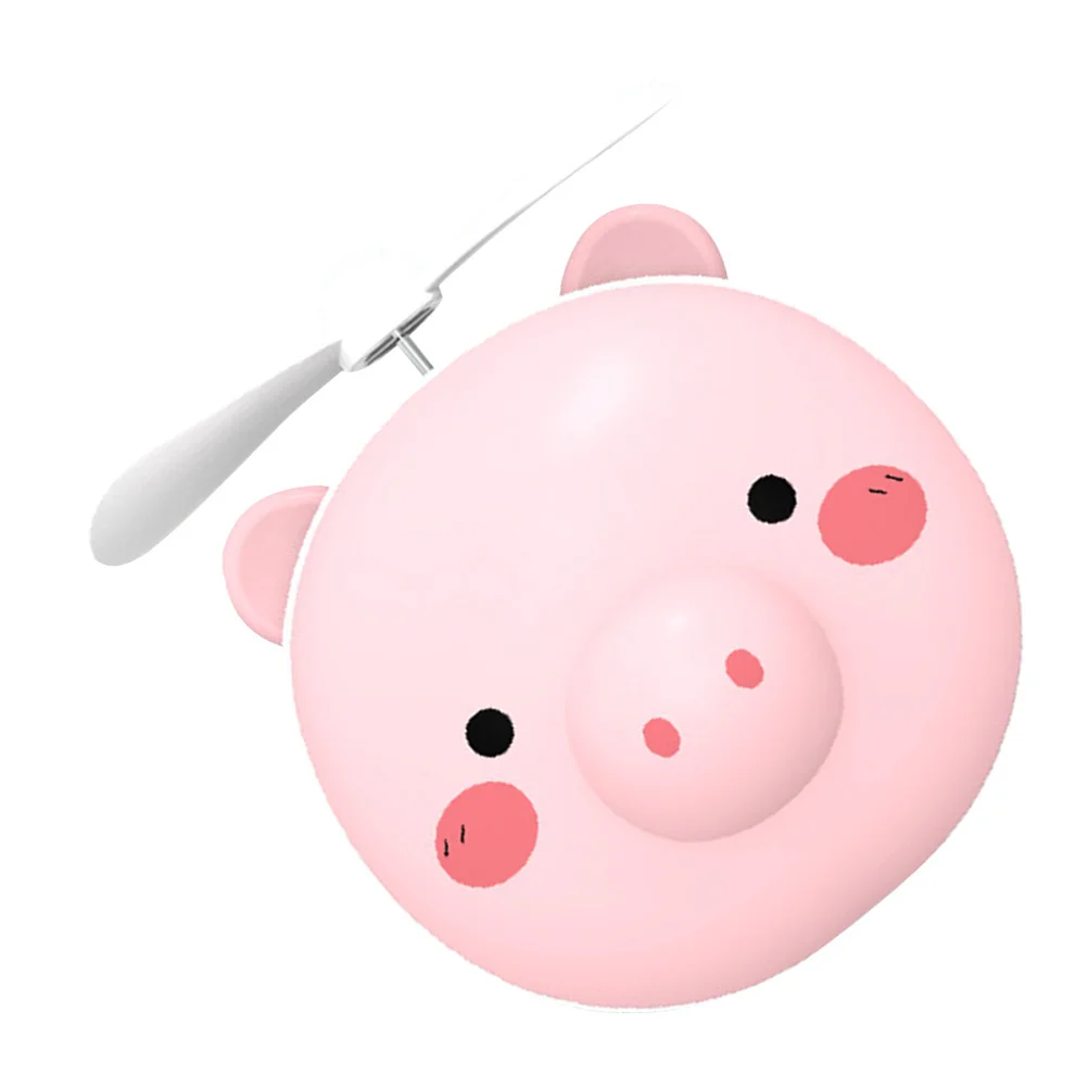 مروحة صغيرة LED مرآة ماكياج USB إعادة شحن الكرتون خنزير المحمولة جيب مروحة الوردي متعددة الوظائف هدية للنساء مرآة ماكياج LED