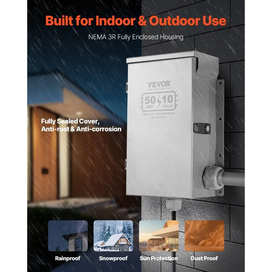 Interruptor de transferência manual 50A Kit de interruptor de transferência de gerador NEMA 3R 12500W 120 240V