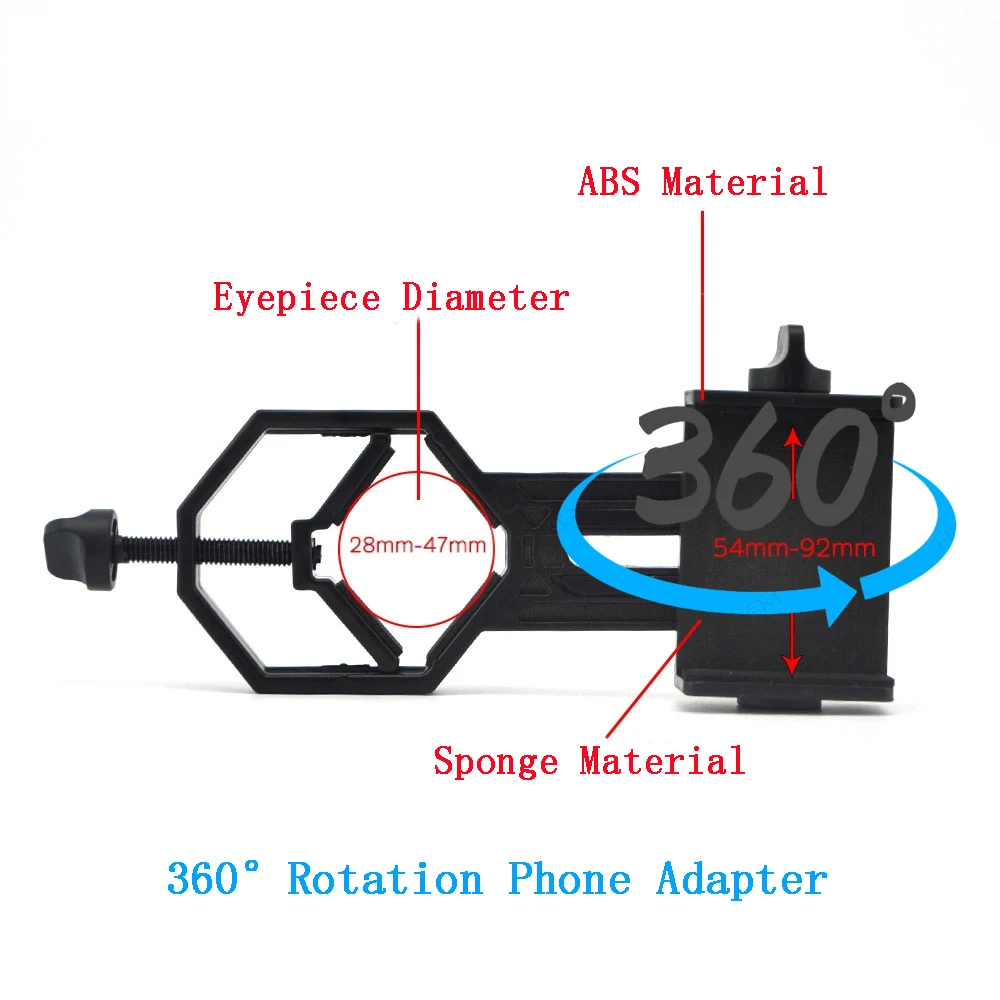 Universal Telescope Connect Phone Adapter Clip Mount For Binocular Monocular Spotting Scope Holder Support 28mm-47mm Eyepiece