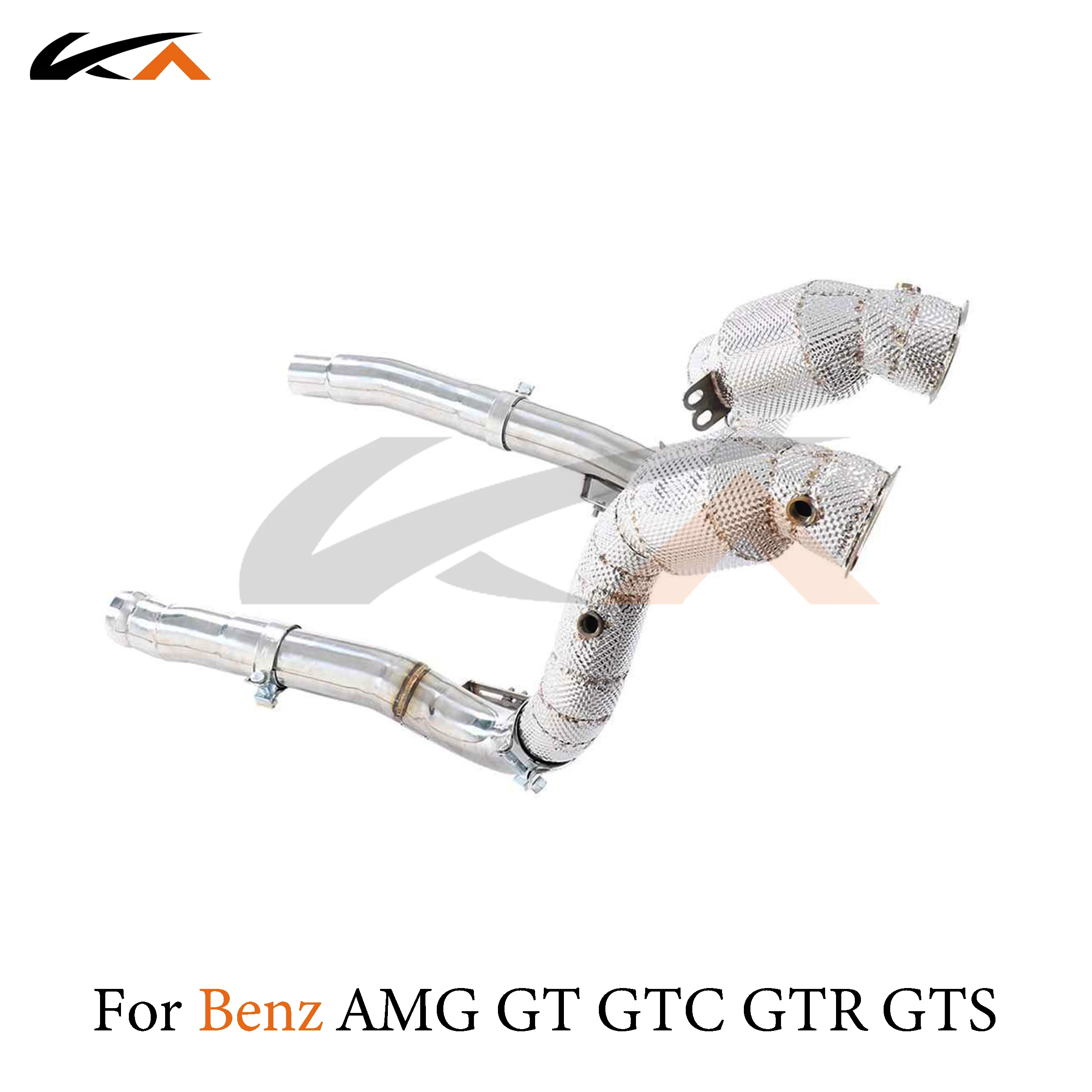 KA Tuning downpipe exhaust steel headers for Mercedes-benz AMG GT GTC GTS GTR 4.0T performance heat shield catted