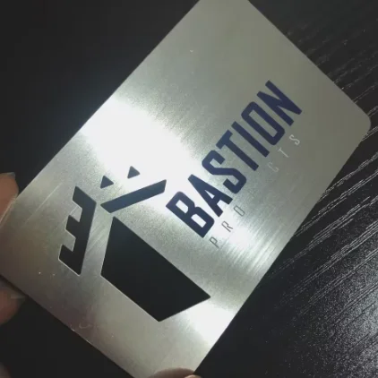 

Customized high-end brushed silver stainless steel membership card metal business card with company brand logo