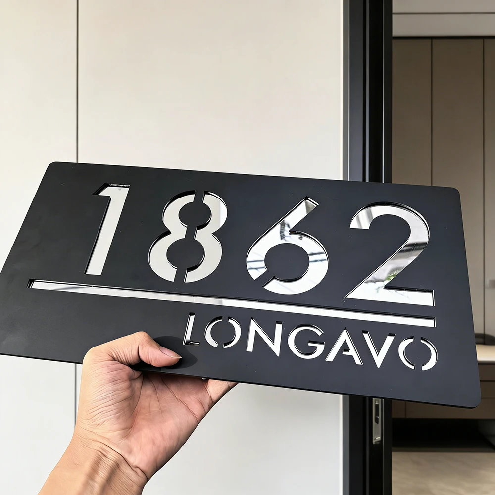 Custom  Modern Sign Large House Numbers Acrylic 3D Sign Personalized Laser Cutting Outdoor Street Address Name