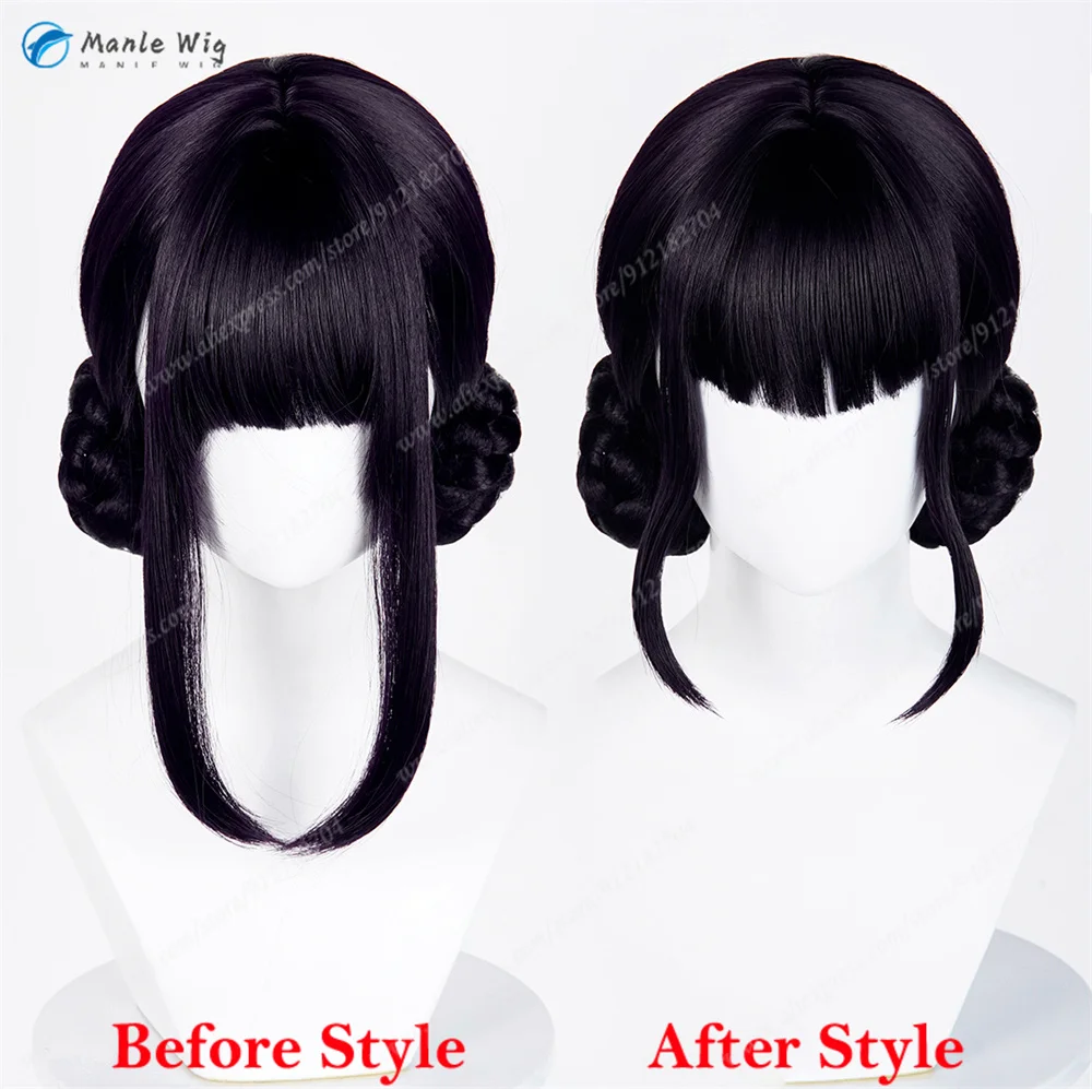 

KPOP Zoey Cosplay Wig Purple Black Wigs With Twist Buns Heat Resistant Synthetic Hair Rumi Mira Zoey Halloween Cosplay Anime Wig