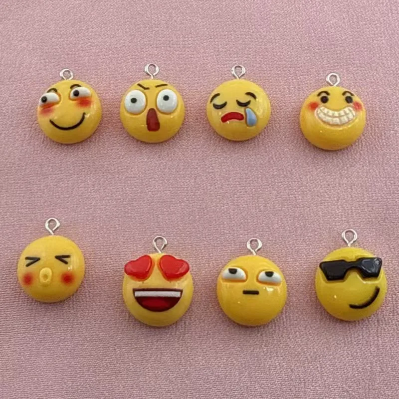 10 Stück Cartoon-Emoticon-Avatar-Harzanhänger, DIY-Schmuckherstellung, Ohrringe, Schlüsselanhänger-Zubehör