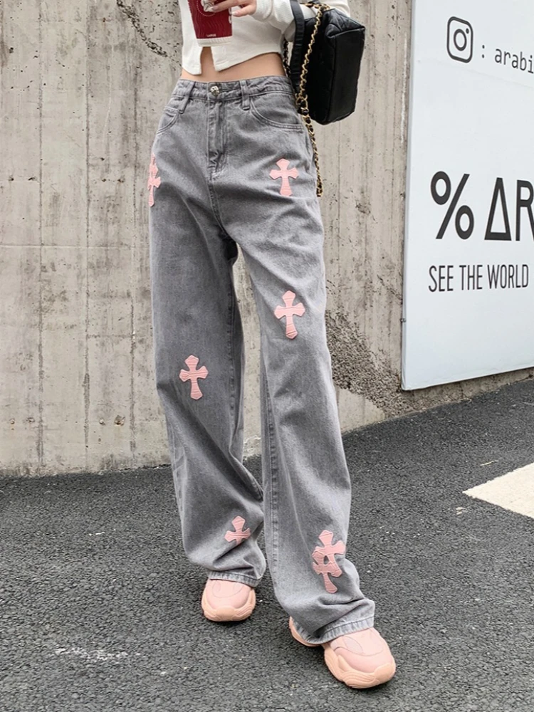 European American Stylish Straight Wide Leg Women Jeans 2026 Spring Autumn New High Street Ins Trendy Long Pants Daily Wear