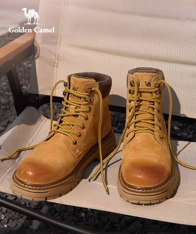 Golden Camel Men Outdoor Hiking Boots Fashion Motorcycle Men Ankle Leather Boots Outdoor Hiking Lace Up Shoes Hombre Cowboy Boot