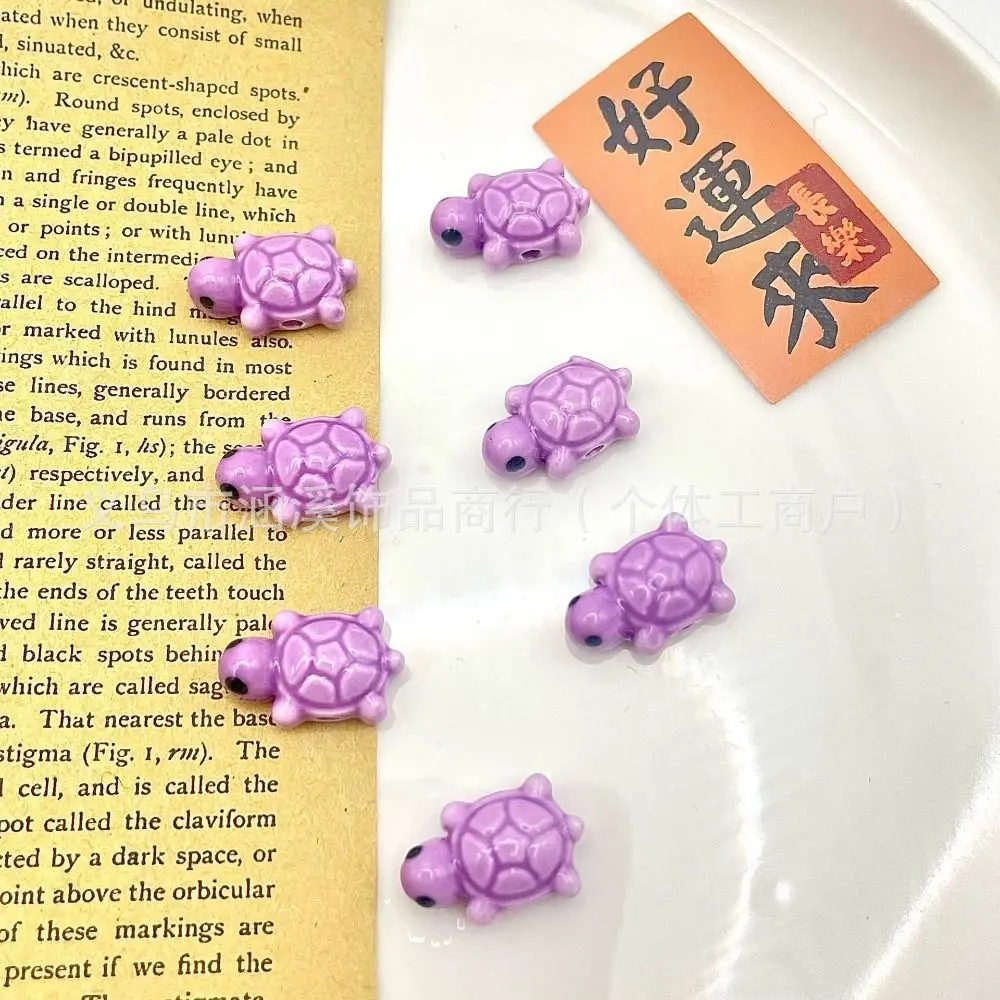 10 pçs artesanal artesanato bonito tartaruga grânulo cor fresca cerâmica espaçador contas soltas pulseira fazendo kit moda