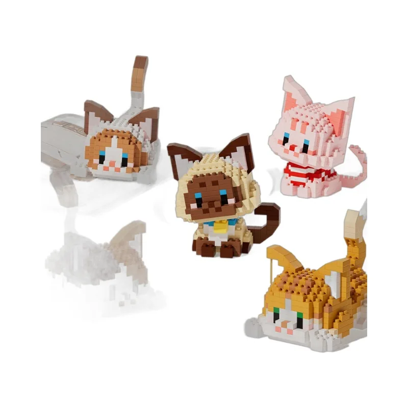 Mini bloques de construcción de gato de partículas pequeñas de animales, juguetes educativos de ladrillos de montaje DIY para niños y niñas de 7 a 12 años, juguete de regalo de cumpleaños