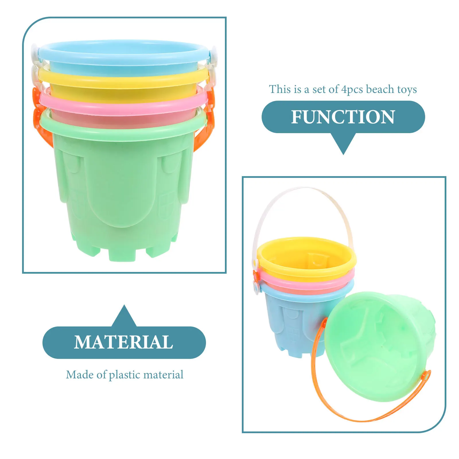 4 قطع من دلاء رمل الشاطئ البلاستيكية مجموعة قلعة رمل للأطفال لعبة شاطئ تعليمية إبداعية للأطفال ألعاب رمل للأطفال