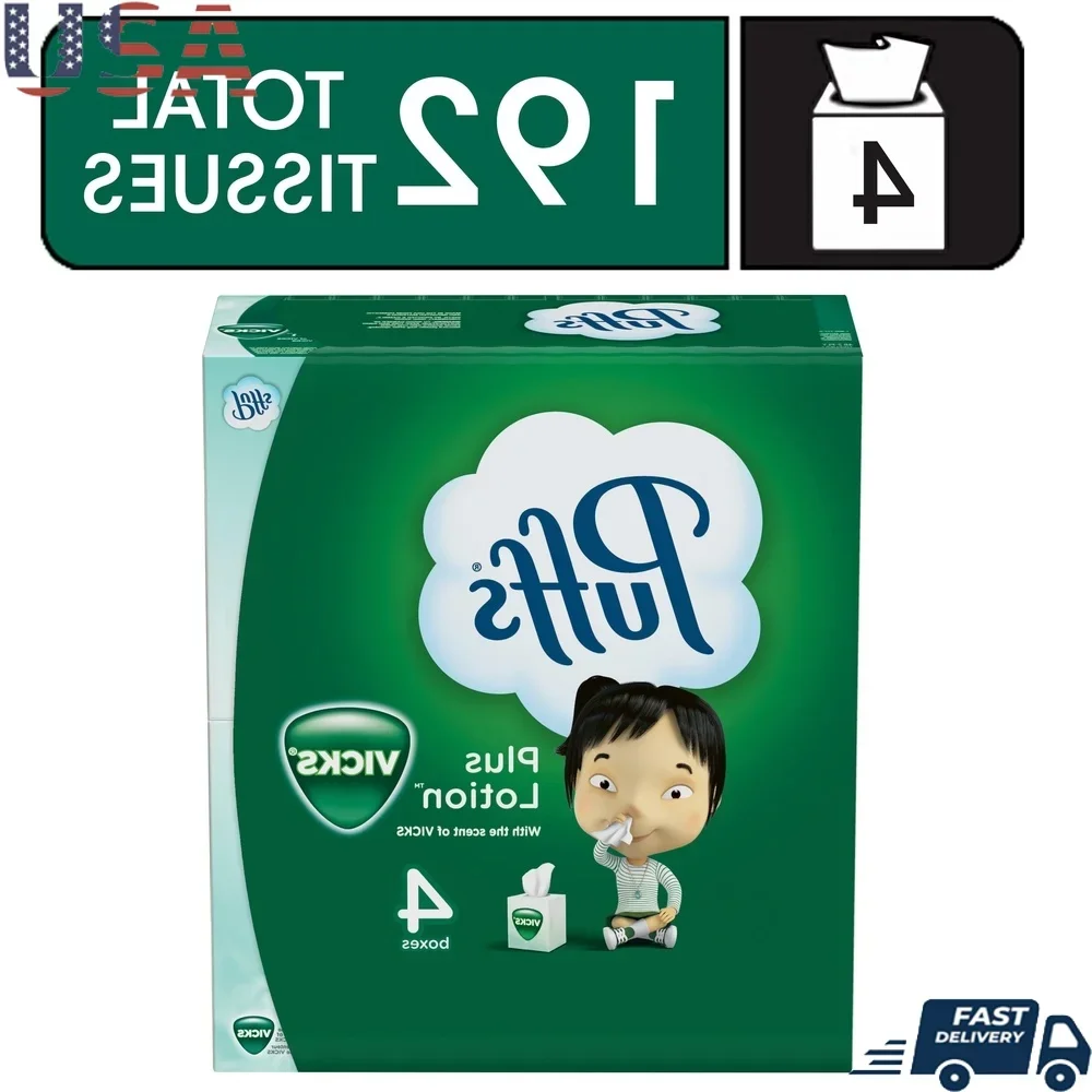 

Plus Lotion with the Scent of Vicks Facial Tissue White 4 Cubes 48 Facial Tissues per Box