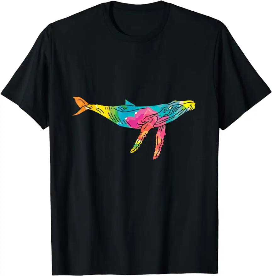 2024 New Summer Tie-dyed Whale Marine Life Trend Shirt Ocean Lover Comfort T-shirt