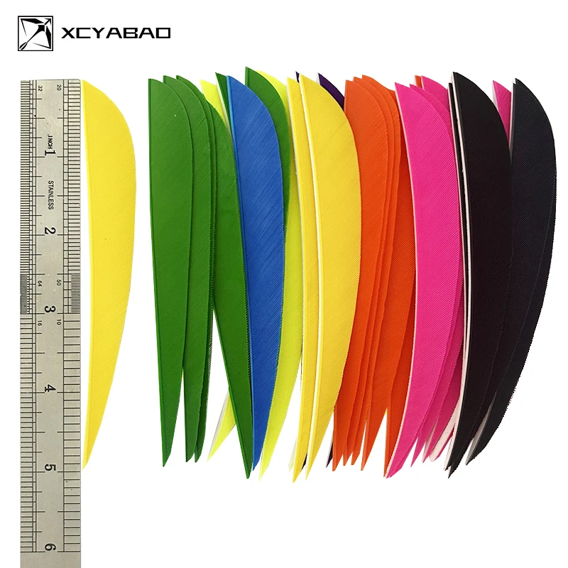 50 Uds. De plumas de flecha de tiro con arco multicolor de 5 pulgadas, plumas de pavo de ala derecha para caza, accesorios de tiro con arco