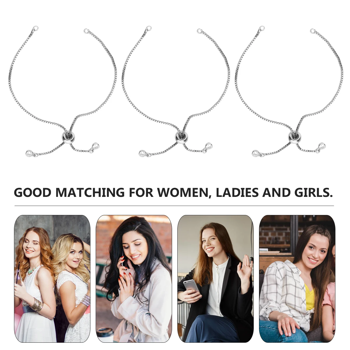 

5pcs Adjustable Bracelet Bangle Copper DIY Semi Finished Jewelry Making Set Chain Kit Silver Color Women Gifts