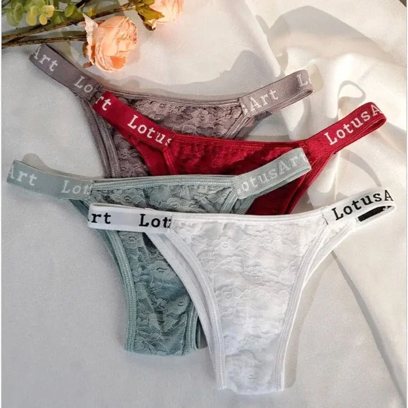 

Two-piece Women Panties Female Underwear Sexy Lingerie Lace Seamless Cotton Bottom Crotch Menstrual Bikini Low Waisted Thong