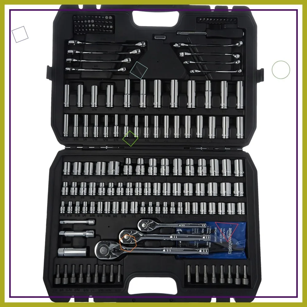 

Professional 201-Piece Socket Tool Set with Case, SAE & Metric Sizes for Mechanics