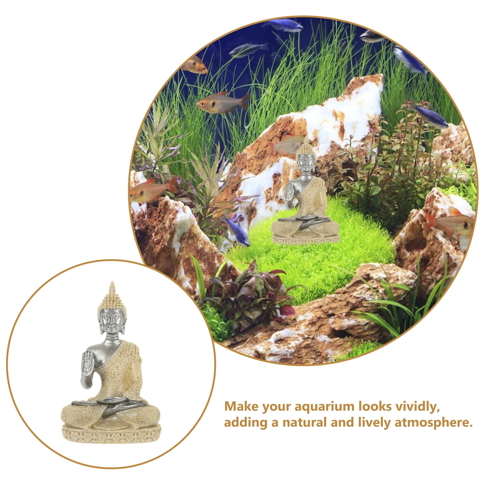 

Resin Sitting Buddha Aquarium Craft Zen Style Buddha Statue Fish Tank Ornament Resin Home Decor Buddah Statue for Home