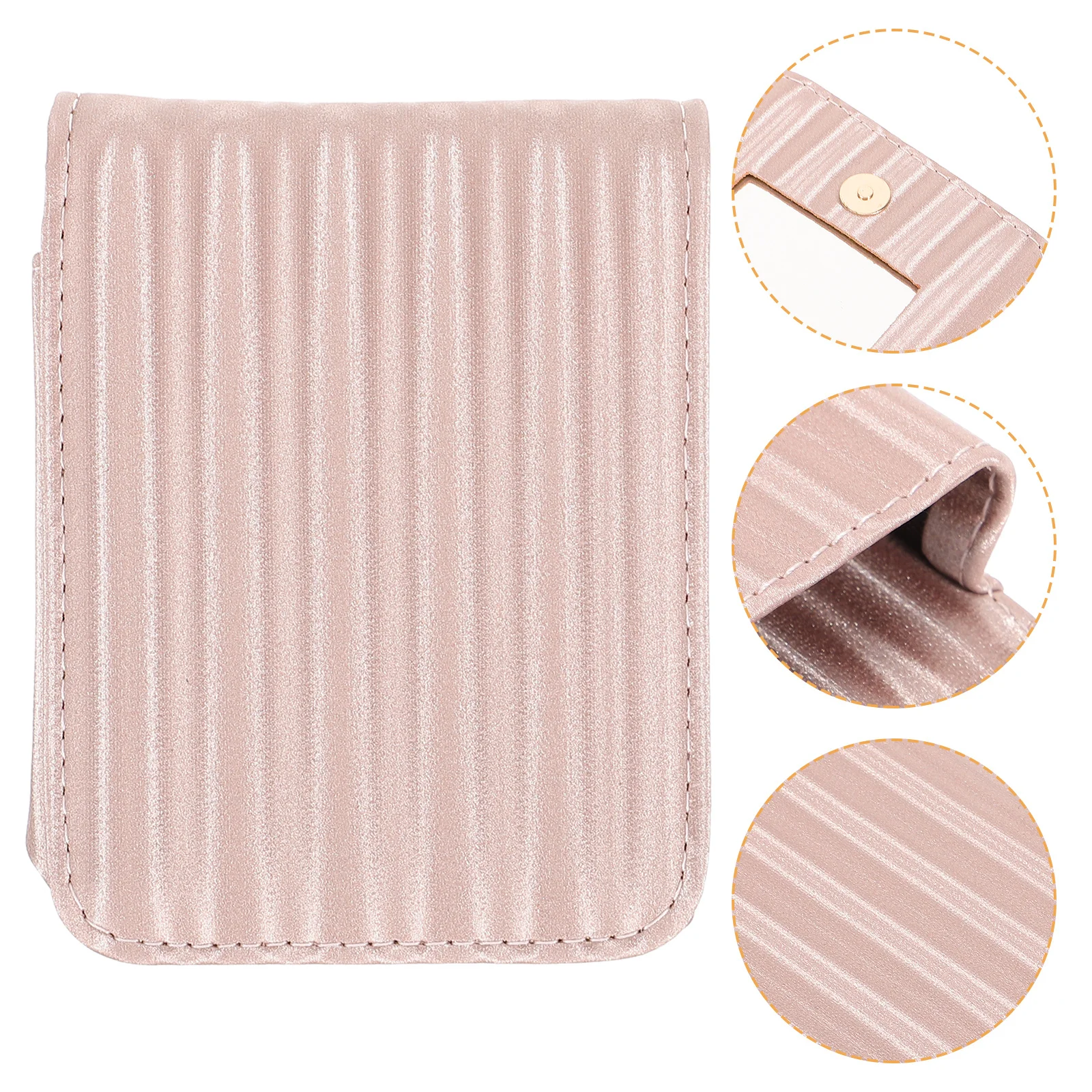 

Small PU Lipstick Case Compact Shockproof Storage Bag Mirror Button Closure Convenient for Purse Travel Makeup Gift