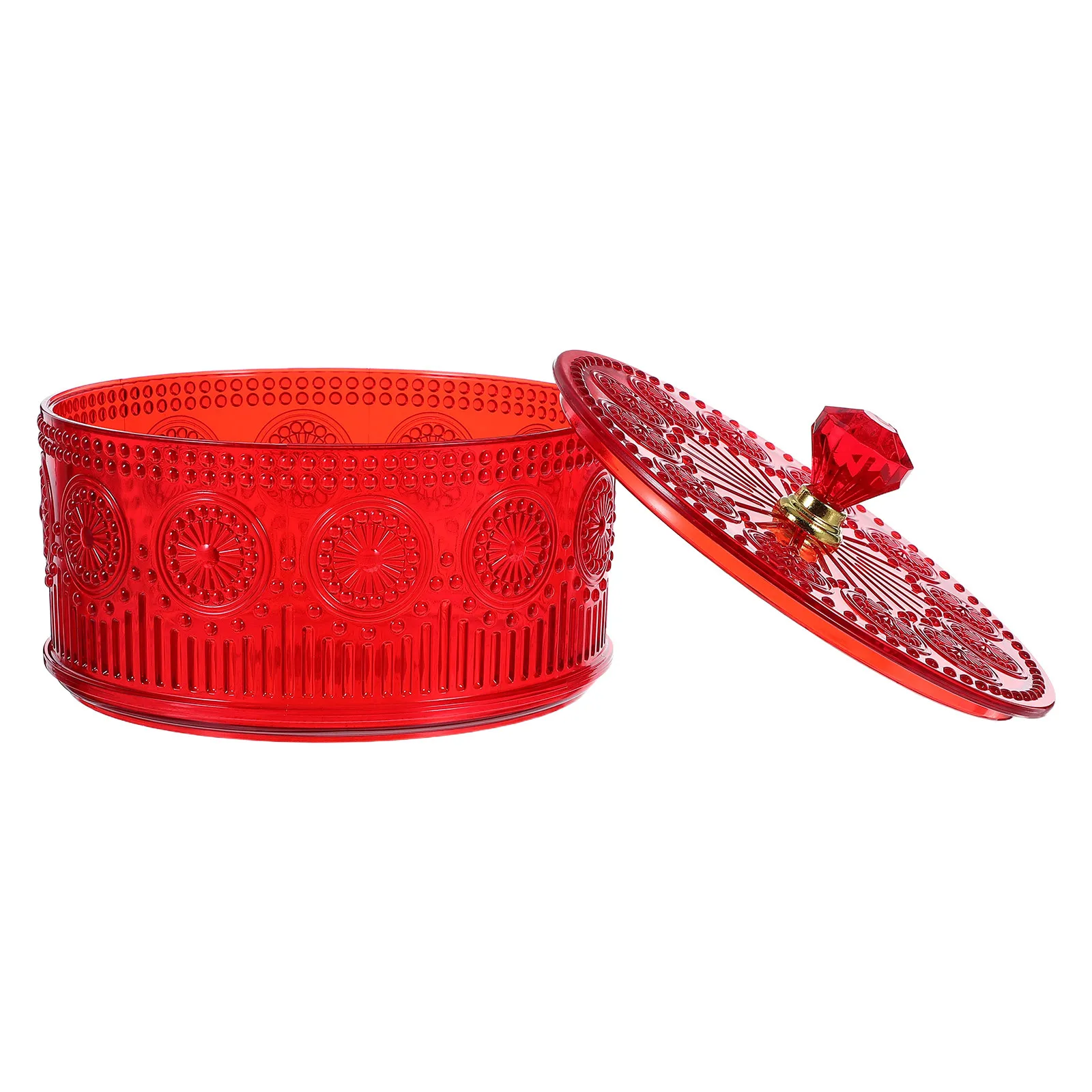 

Round Embossed Candy Container Plastic Lid Vintage Snack Storage Apothecary Party Decorative Jar Ornament Storage Box