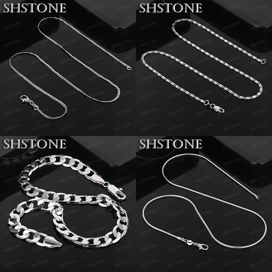 

40-75cm 925 Sterling Silver Cuban Chain Snake Chain Geometric Necklace Fashion Party Wedding Trend New Jewelry Accessories