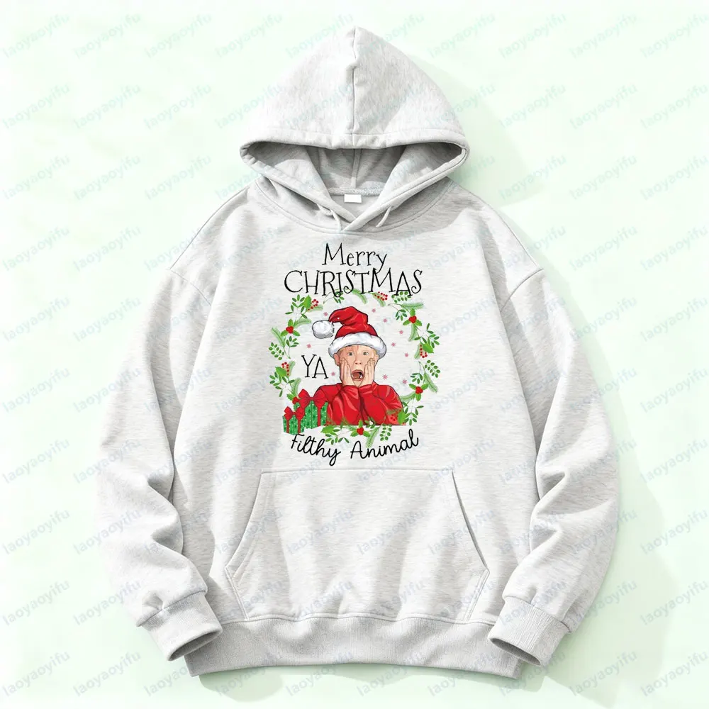 عيد ميلاد سعيد يا القذرة الحيوان البلوز المنزل وحده الأفلام الكلاسيكية أغطية رأس مطبوعة هدية الكريسماس العطلات الرجال النساء الملابس