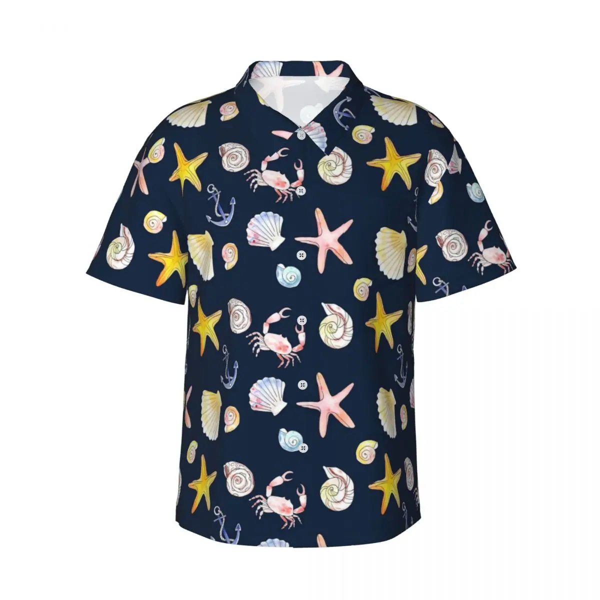 Sea Shells Casual Shirt Marine Life Print Retro Hawaiian Shirts Male Short Sleeve Vacation Fashion Design Oversize Blouses