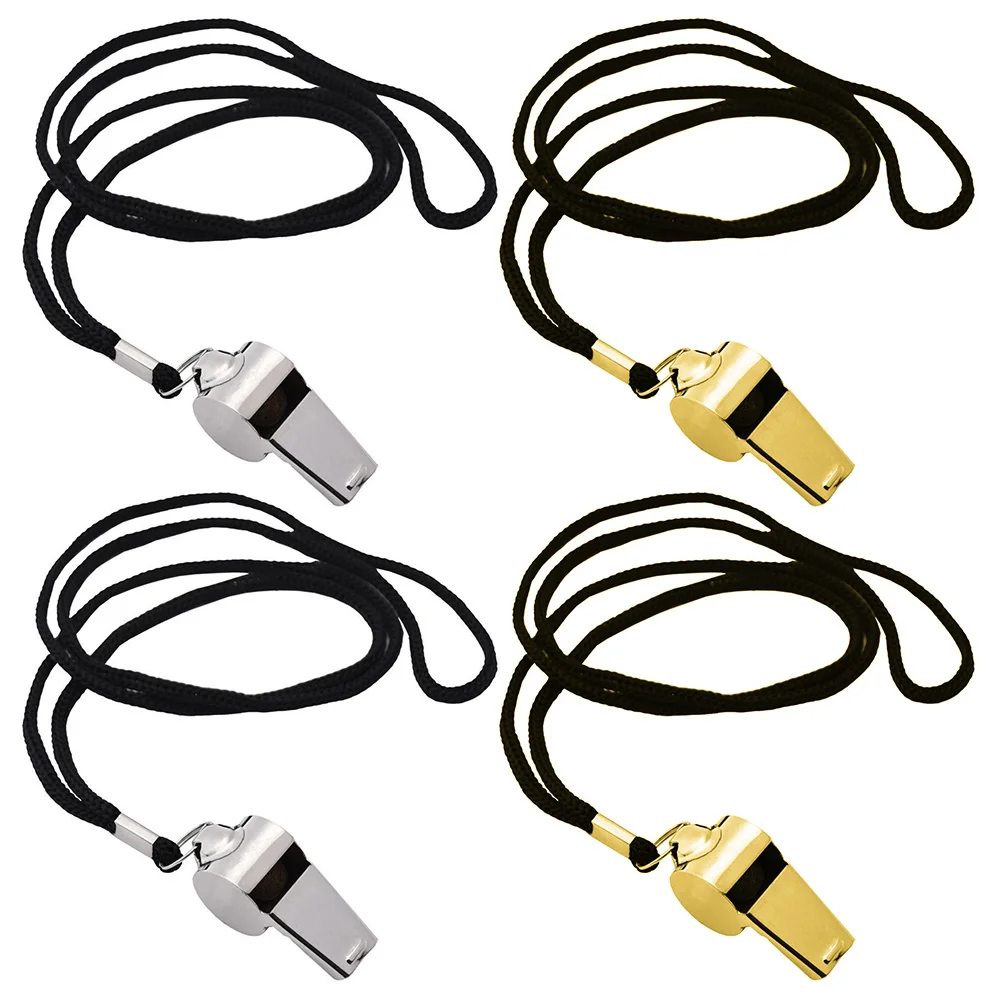 

4pcs Stainless Steel Whistle Loud Metal Camping Hiking Travel Basketball Pendant Emergency Fitness Outdoor Activities Dog