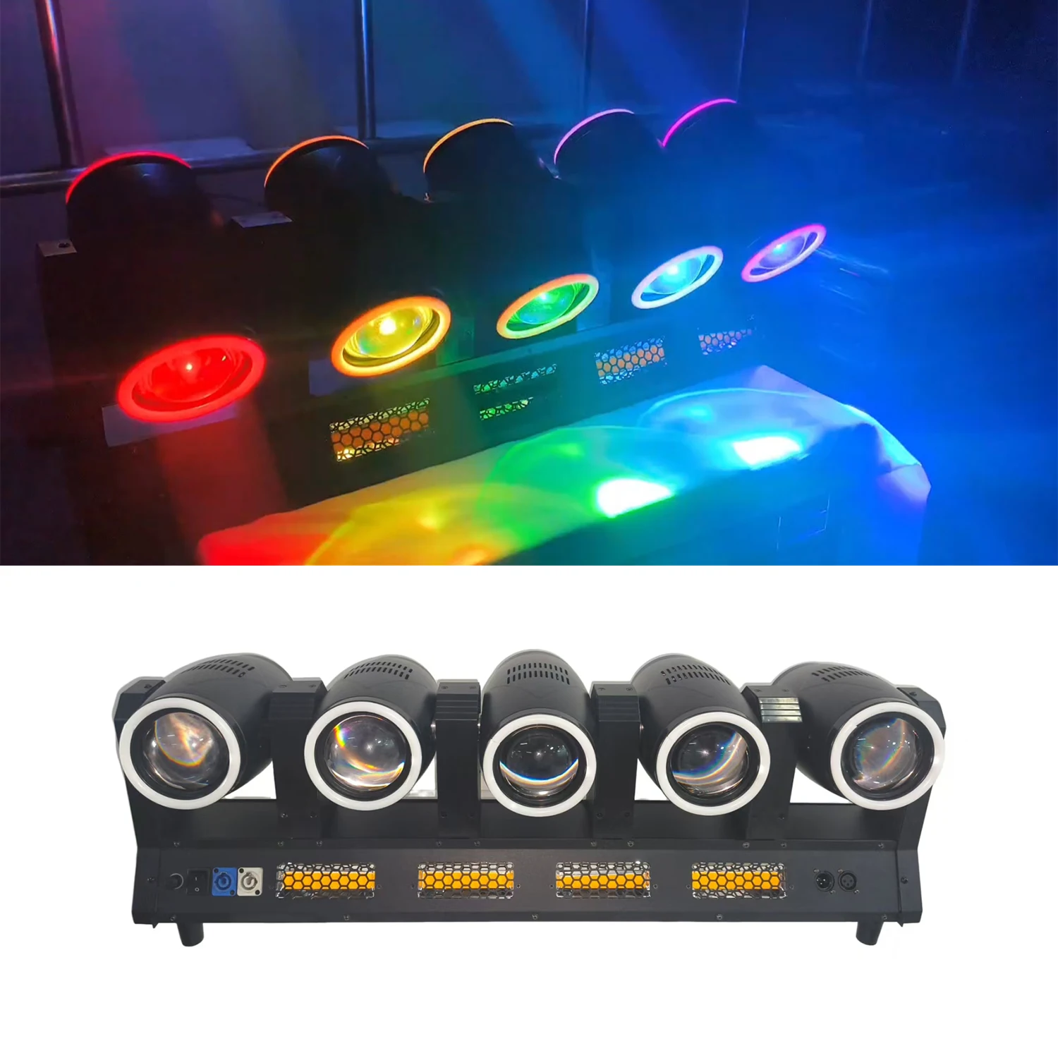 800W 5 Head Double Side Infinite Rotating Stage Light RGBW LED Beam Strobe Light DMX512 RDM Professional Stage Lighting For Bar