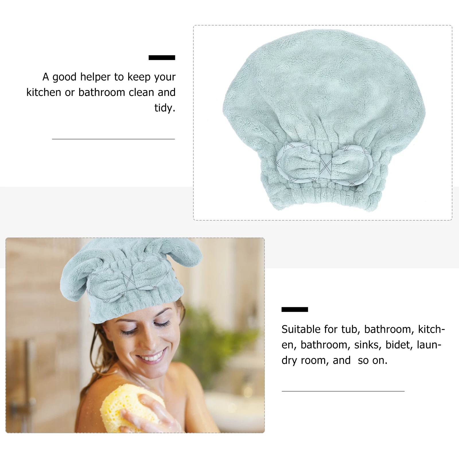 

Shower Cap Dry Hair Hair drying Bathing Bonnet Quick Drying Soft Coral Fleece Material Absorbent Easy Wear Fast Dry Home