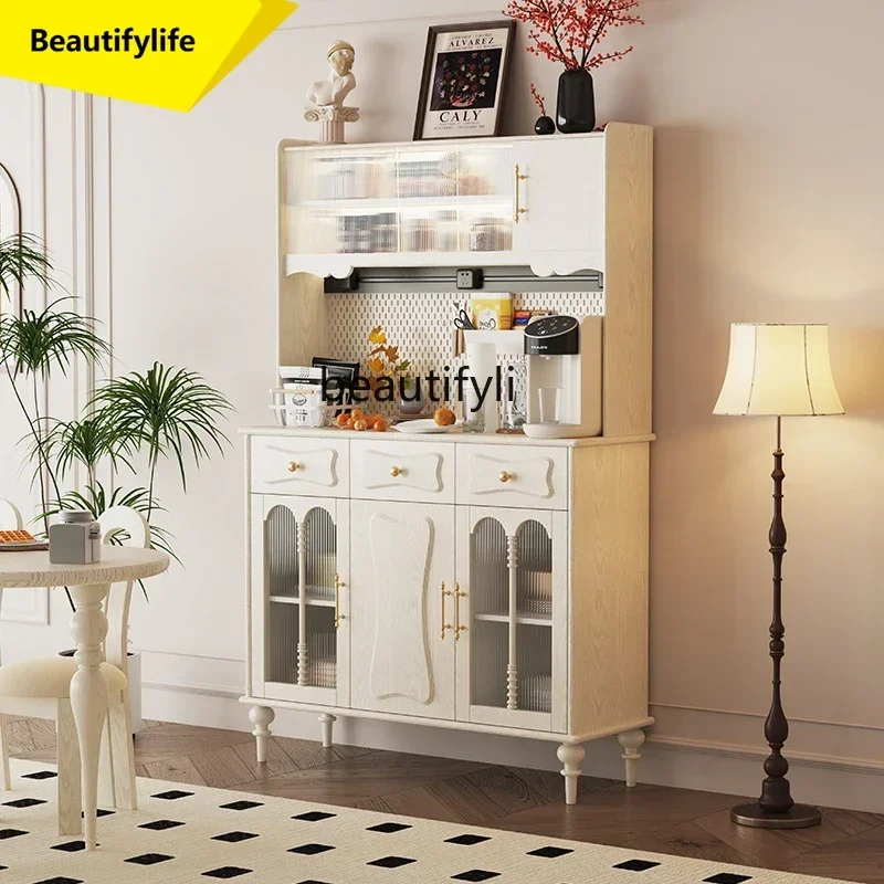 

Q181 American side cabinet storage solid wood high side cabinet French cream retro living room decorative locker