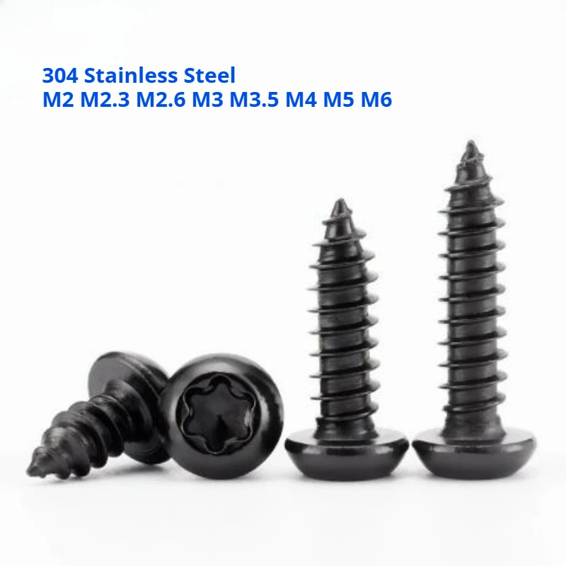 20-100pcs Torx Button Round Head Self Tapping Screw M2 M2.3 M2.6 M3 M3.5 M4 M5 M6 304 Stainless Steel Hex Socket Wood Screws