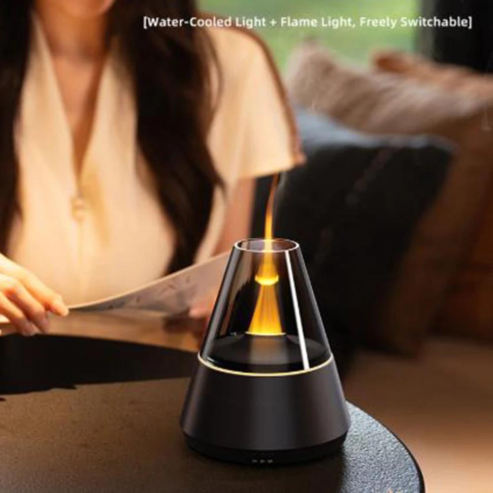 

Silent USB Flame Aromatherapy Diffuser with Colorful Ambient Light and Adjustable Timer for Relaxing Home Environment