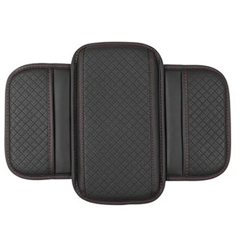 Universal Car Armrest Cushion Heightened Center Console Cover with Side Storage Pocket PU Leather Anti-scratch Protector Pad