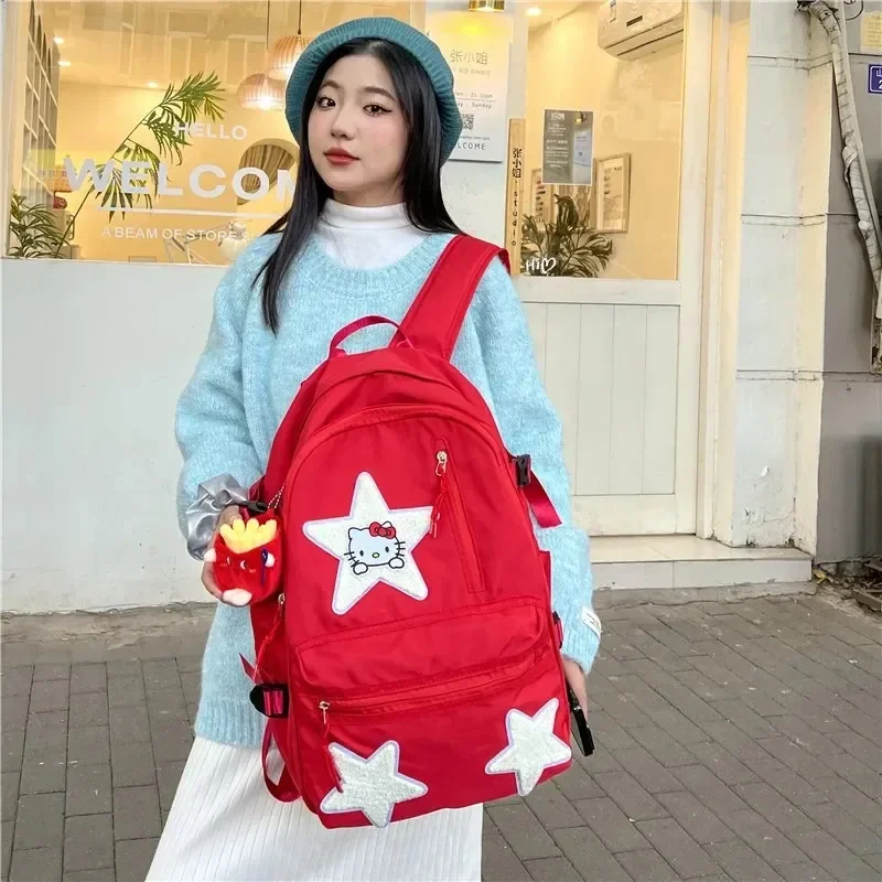 Sanrio HelloKitty Girl Heart Backpack Female Simple High School Teenager Backpack Large Capacity Fashion Backpack Joker College