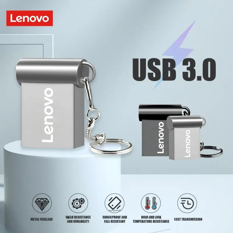 Lenovo USB Flash Drives 2TB 1TB 512GB Metal Real Capacity Memory Stick USB 3.0 High Speed Flash Memory Black Gift Storage U Disk