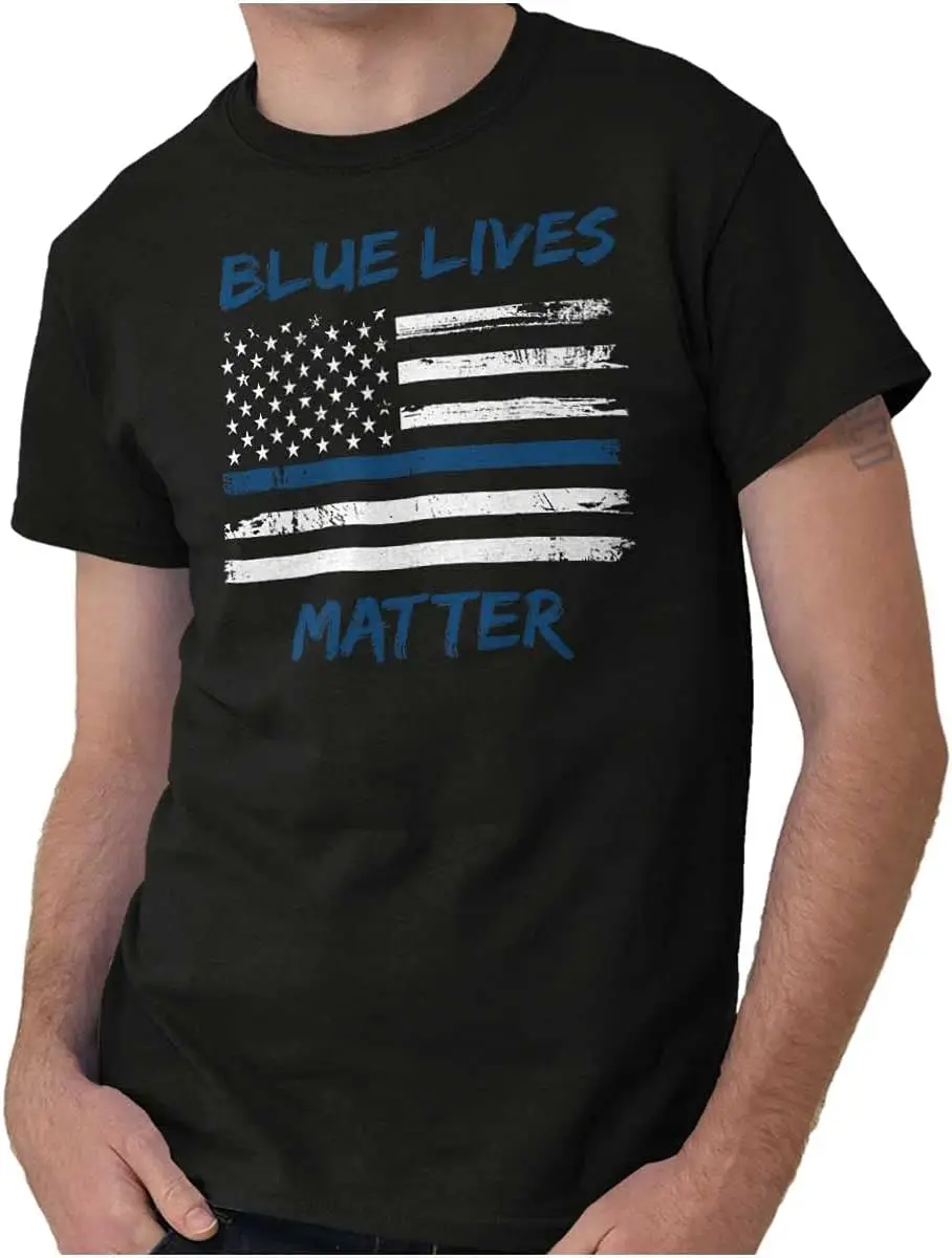 Brisco Brands Support Blue Line American Flag Graphic T Shirt Men or Women