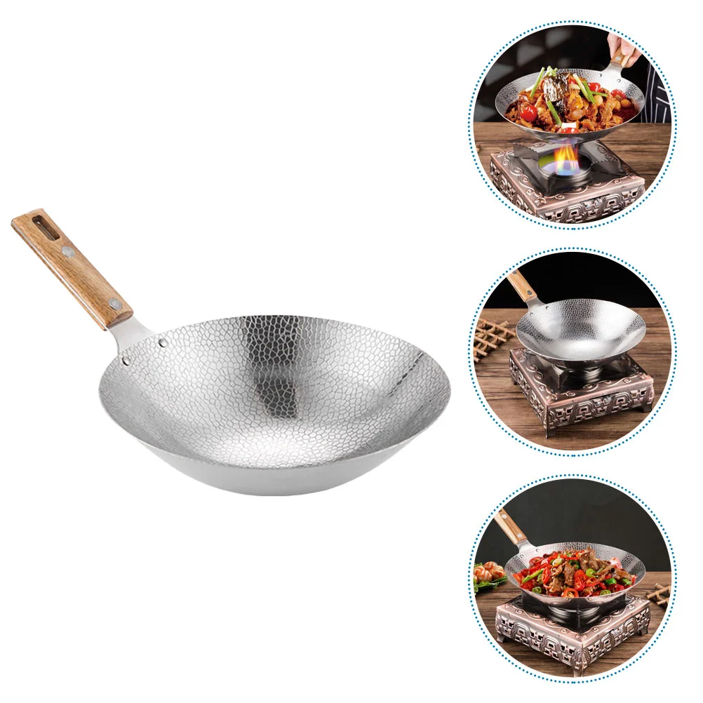 

22CM Stainless Steel Cooking Wok Stir Fry Pan Multifunctional Home Kitchen Wok for Stove Drain Hole Design Use